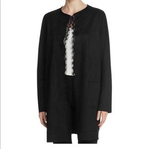 NWT T TAHARI Faux Leather Scalloped Lace Jacket